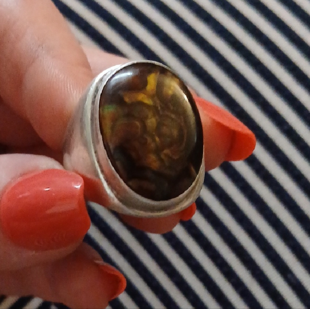 Silver Ring with Brown Stone